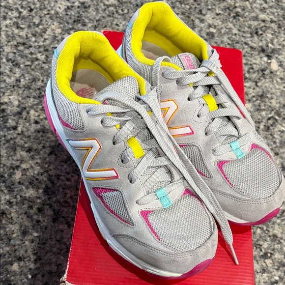 New Balance Kids Sneakers - Gray, Yellow, Pink, Blue - Picture 3 of 16